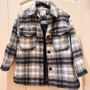 Girls Gianni Bini Fall Winter Coat/Jacket -Large Plaid black/white lined